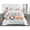 thumbnail image 1 of Ambesonne Live Laugh Love Quilted Bedspread Set 3 Pcs, Joyful Words, Queen Size, Multicolor, 1 of 5