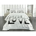 thumbnail image 1 of Ambesonne Live Laugh Love Quilted Bedspread Set 3 Pcs, Words Hipster, Queen Size, Black and White, 1 of 5