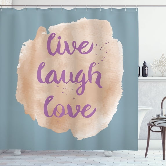 Ambesonne Live Laugh Love Shower Curtain, Happy Life Print, 69"Wx70"L, Pale Fucshia
