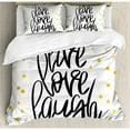 thumbnail image 1 of Ambesonne Live Laugh Love Stylized Hand Lettering on Dotted Backdrop Inspirational Phrase Duvet Cover Set, 1 of 3