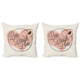 thumbnail image 1 of Ambesonne Live Laugh Love Throw Pillow Cover 2 Pack, Heart Butterfly, 16", Pale Pink Black White, 1 of 5