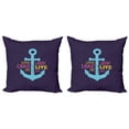 thumbnail image 1 of Ambesonne Live Laugh Love Throw Pillow Cover 2 Pack, Nautical Anchor, 16", Multicolor, 1 of 7