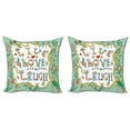 thumbnail image 1 of Ambesonne Live Laugh Love Throw Pillow Cover 2 Pack, Ornate Petals, 16", Multicolor, 1 of 2