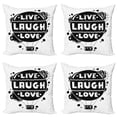 thumbnail image 1 of Ambesonne Live Laugh Love Throw Pillow Cover 4 Pack, Air Balloon Sun, 20", Black and White, 1 of 5