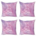 thumbnail image 1 of Ambesonne Live Laugh Love Throw Pillow Cover 4 Pack, Dreamy Positive, 18", Pale Pink Lavender White, 1 of 6