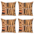 thumbnail image 1 of Ambesonne Live Laugh Love Throw Pillow Cover 4 Pack, Life Message, 16", Pale Caramel Umber, 1 of 6