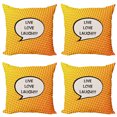 thumbnail image 1 of Ambesonne Live Laugh Love Throw Pillow Cover 4 Pack, Speech Bubble, 16", Orange Yellow Black, 1 of 5