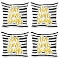 thumbnail image 1 of Ambesonne Live Laugh Love Throw Pillow Cover 4 Pack, Stripes Text, 20", Yellow White and Black, 1 of 5
