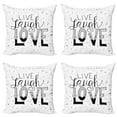 thumbnail image 1 of Ambesonne Live Laugh Love Throw Pillow Cover 4 Pack, Words Hipster, 18", Black and White, 1 of 6
