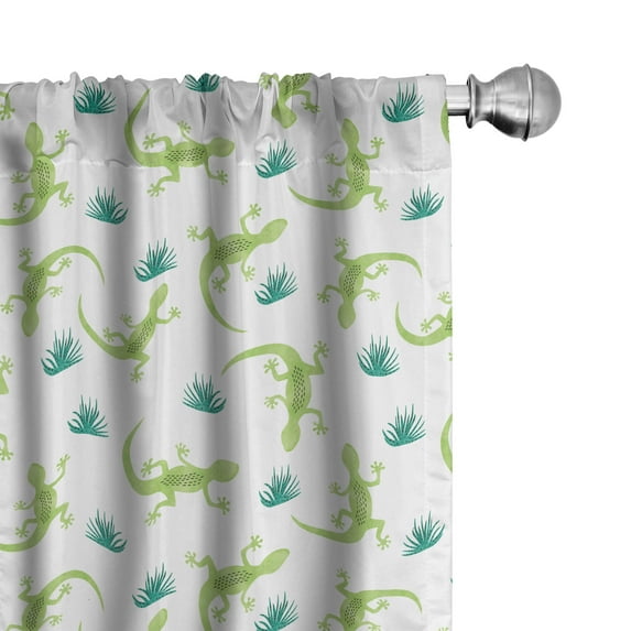 Ambesonne Lizard Window Curtains, Crawling Desert Creature, Each 28" W x 84" L, Avocado Green Teal