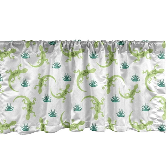 Ambesonne Lizard Window Valance, Crawling Desert Creature, 54" X 18", Avocado Green Teal