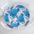 thumbnail image 1 of Ambesonne Llama Emoji Fitted Round Tablecloth, Triangles Animal Faces, 56"- 60" Diameter, Deep Sky Blue White, 1 of 5