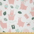 thumbnail image 1 of Ambesonne Llama Fabric by the Yard Microfiber, Fluffy Animal Cactus, 3 Yards, Blush Laurel Green, 1 of 2