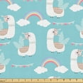 thumbnail image 1 of Ambesonne Llama Fabric by the Yard Upholstery, Animal with Wings Rainbows, 3 Yards, Seafoam Multicolor, 1 of 5