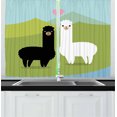 thumbnail image 1 of Ambesonne Llama Kitchen Curtains, Animals in Love on Hill, 55"x39", Black and White, 1 of 2