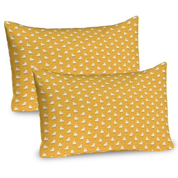 Ambesonne Llama Pillow Sham 2 Pack, Geometric Arrows and Animal, 36"x20", Orange White