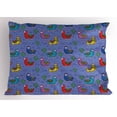 thumbnail image 1 of Ambesonne Llama Pillow Sham, Cartoon Animal Triangles, 26" X 20", Multicolor, 1 of 2