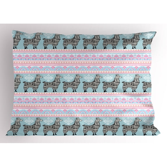 Ambesonne Llama Pillow Sham, Patterned Alpaca, 36" X 20", Multicolor