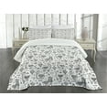thumbnail image 1 of Ambesonne Llama Quilted Bedspread Set 3 Pcs, Doodle Alpaca Design, King Size, White Charcoal Grey, 1 of 5
