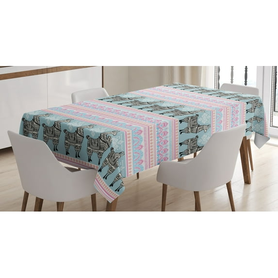 Ambesonne Llama Tablecloth Rectangular Table Cover, Patterned Alpaca, 60"x90", Multicolor