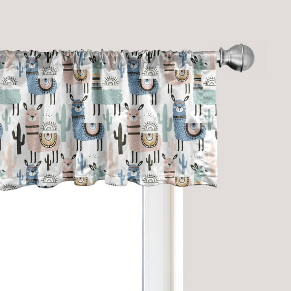 Ambesonne Llama Window Valance, Cartoon Design, 54" X 18", Multicolor