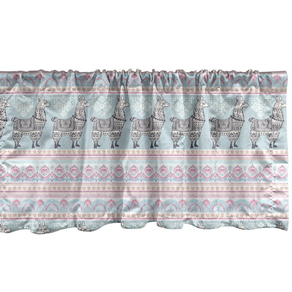 Ambesonne Llama Window Valance, Patterned Alpaca, 54" X 12", Multicolor