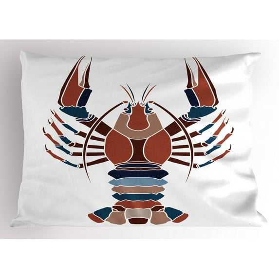 Ambesonne Lobster Pillow Sham, Abstract Crayfish Print, 26" X 20", Multicolor