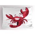 thumbnail image 1 of Ambesonne Lobster Pillow Sham, Happy Cartoon Pinchers, 36" X 20", White Dark Coral, 1 of 2