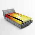 thumbnail image 1 of Ambesonne Local Fitted Sheet, Lady in Sunset Savannah Art, Twin Size, Orange Black, 1 of 3
