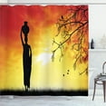 thumbnail image 1 of Ambesonne Local Shower Curtain, Lady in Sunset Savannah Art, 69"Wx75"L, Orange Black, 1 of 5