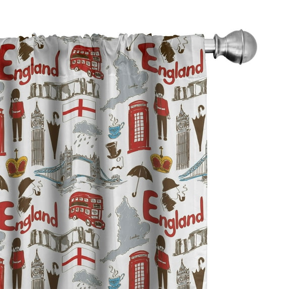 Ambesonne London Curtains, Fun Colorful Sketch, Pair of 28"x63", Multicolor