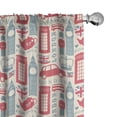 thumbnail image 1 of Ambesonne London Curtains, Popular British Culture, Pair of 28"x63", Dark Coral Bluegrey, 1 of 5