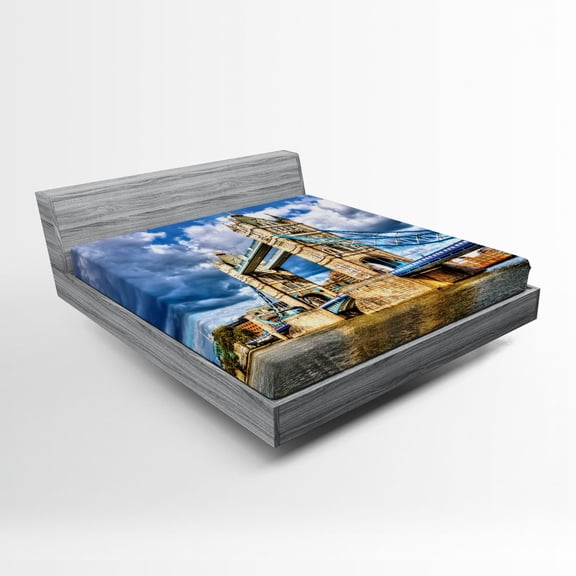 Ambesonne London Fitted Sheet, British UK Heritage, Queen Size, Multicolor