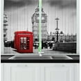 thumbnail image 1 of Ambesonne London Kitchen Curtains, Telephone Booth Big Ben, 55"x45", Red Grey, 1 of 1