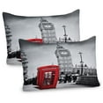 thumbnail image 1 of Ambesonne London Pillow Sham 2 Pack, Telephone Booth Big Ben, 30"x20", Red Grey, 1 of 3