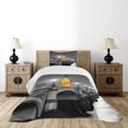 thumbnail image 1 of Ambesonne London Quilted Bedspread Set 2 Pcs, Big Ben Bridge Night, Twin Size, Grey Yellow, 1 of 3