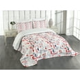 thumbnail image 1 of Ambesonne London Quilted Bedspread Set 3 Pcs, British Culture Sketch, Queen Size, Vermilion Dark Blue, 1 of 5