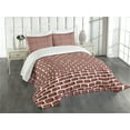thumbnail image 1 of Ambesonne London Quilted Bedspread Set 3 Pcs, Cartoon Double Decker, King Size, Red Grey Cream, 1 of 5