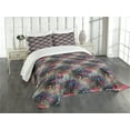 thumbnail image 1 of Ambesonne London Quilted Bedspread Set 3 Pcs, Grunge Newspaper Collage, King Size, Multicolor, 1 of 5