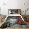 thumbnail image 1 of Ambesonne London Quilted Coverlet 2 Pcs, Famous City Landmark, Twin Size, Red Grey, 1 of 2