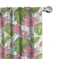 thumbnail image 1 of Ambesonne Lotus Curtains, Japanese Nature Scene, Pair of 28"x63", Fern Green Pale Blue, 1 of 5