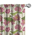 thumbnail image 1 of Ambesonne Lotus Curtains, Pink Flowers, Pair of 28"x84", Pink Ivory and Green, 1 of 5