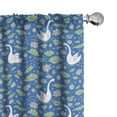 thumbnail image 1 of Ambesonne Lotus Curtains, Swan Illustration Print Art, Pair of 28"x63", Sea Blue and White, 1 of 4