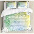 thumbnail image 1 of Ambesonne Lotus Duvet Cover Set, Doodle Watercolor Flora, Calking, Jade Green Pale Blue, 1 of 3
