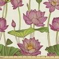 thumbnail image 1 of Ambesonne Lotus Fabric by the Yard Upholstery, Pink Flowers, 3 Yards, Pink Ivory and Green, 1 of 4