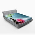 thumbnail image 1 of Ambesonne Lotus Flower Fitted Sheet, Spa Theme Rocks, Full Size, Blue Pink Green, 1 of 3