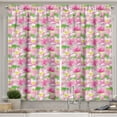 thumbnail image 1 of Ambesonne Lotus Kitchen Curtains, Pastel Aquatic Water Lily, 55"x45", Lime Green Pink, 1 of 3