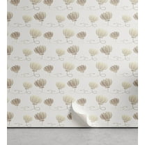 Ambesonne Lotus Peel & Stick Wallpaper for Home, Neutral Boho Floral Pattern, 13"x36", Dusk Warm Taupe Pale Grey