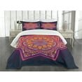 thumbnail image 1 of Ambesonne Lotus Quilted Bedspread Set 3 Pcs, Geometric Tibetan Mandala, Queen Size, Multicolor, 1 of 5