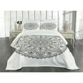 thumbnail image 1 of Ambesonne Lotus Quilted Bedspread Set 3 Pcs, Round Boho Motif Design, Queen Size, Grey White, 1 of 5